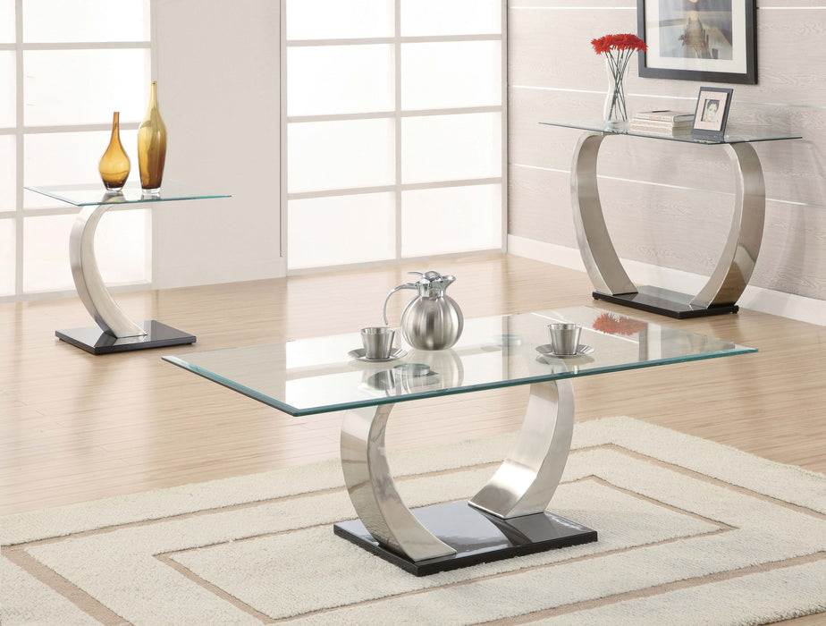 Coaster Pruitt Glass Top End Table Clear and Satin Default Title