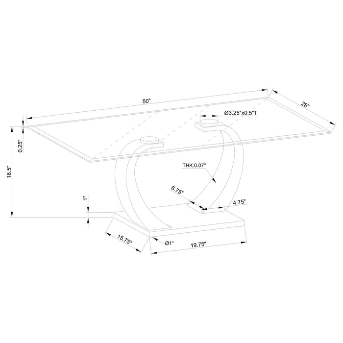 Coaster Pruitt Glass Top Coffee Table Clear and Satin Default Title