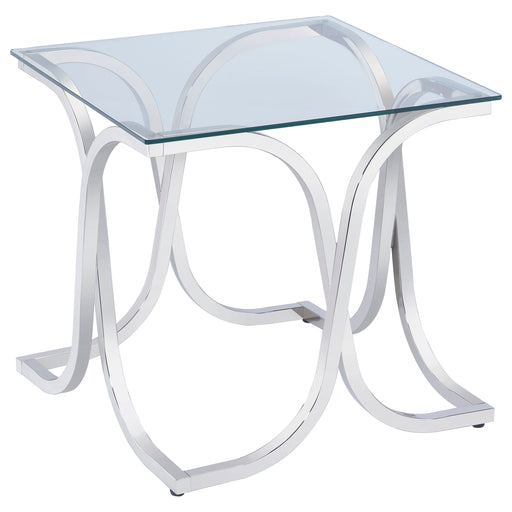 Tess Square Glass Top Metal Side End Table Nickel