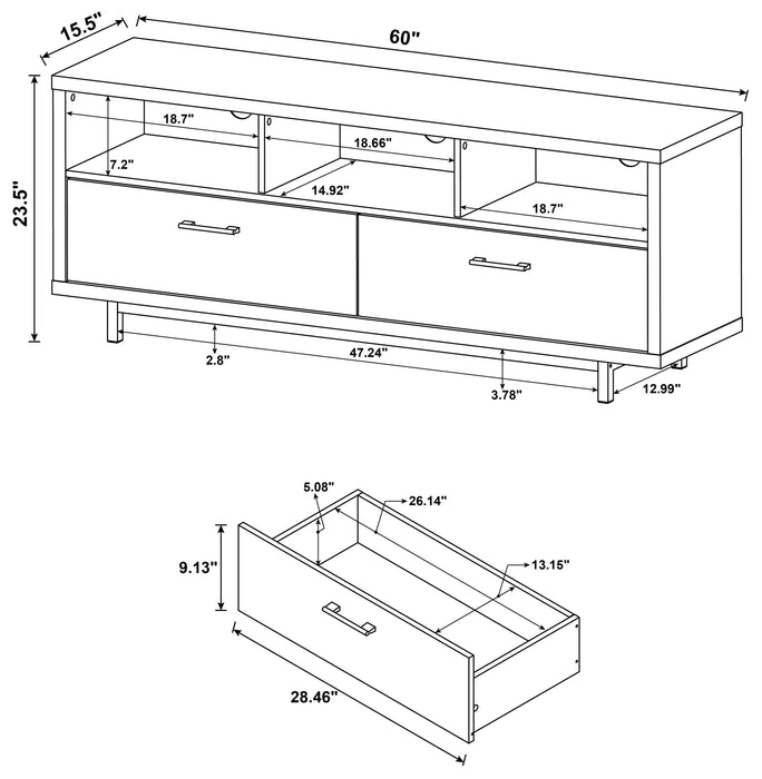 Coaster Casey 2-drawer Rectangular TV Console Cappuccino Default Title