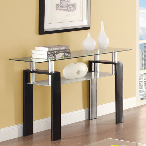 Coaster Dyer Tempered Glass Sofa Table with Shelf Black Default Title