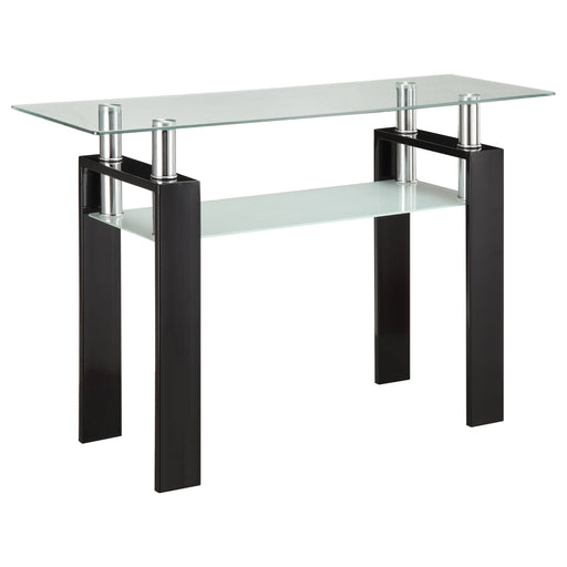 Coaster Dyer Tempered Glass Sofa Table with Shelf Black Default Title