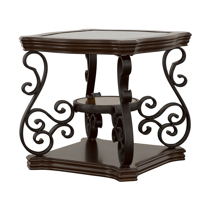 Coaster Laney End Table Deep Merlot and Clear Default Title