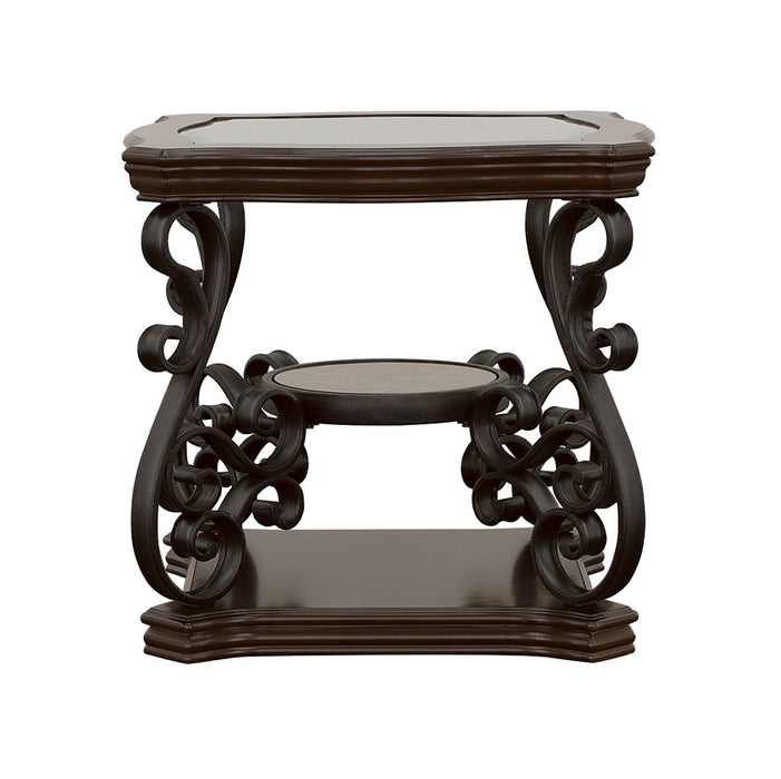 Coaster Laney End Table Deep Merlot and Clear Default Title