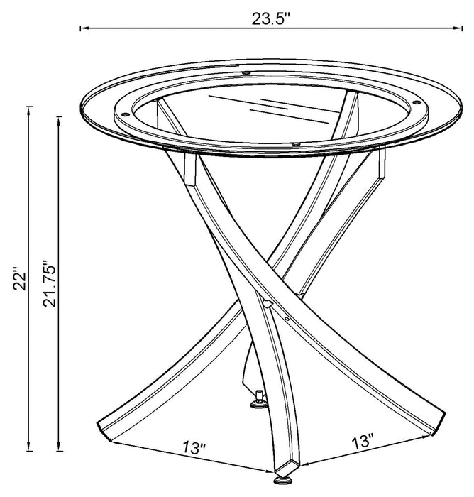 Coaster Brooke Glass Top End Table Chrome and Black Default Title