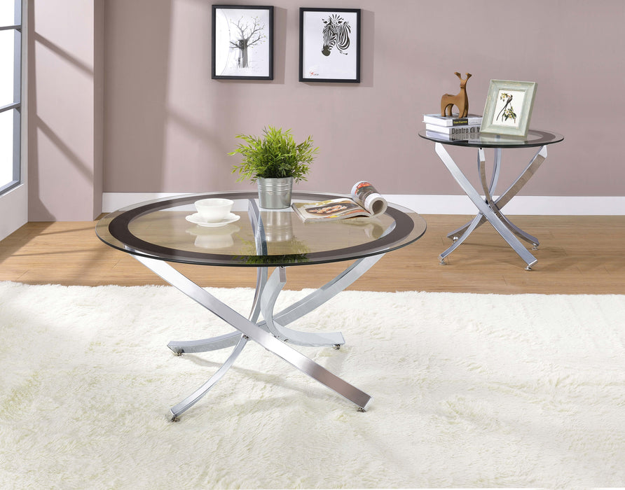 Coaster Brooke Glass Top Coffee Table Chrome and Black Default Title