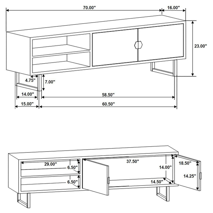 Coaster Marsden 2-door Wood 70" TV Stand Charcoal Black Default Title