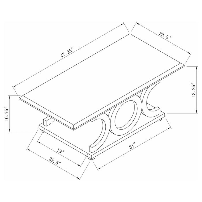 Coaster Shelly C-shaped Base Coffee Table Cappuccino Default Title