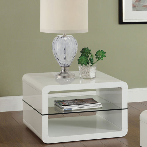 Coaster Elana Square 2-shelf End Table Glossy White