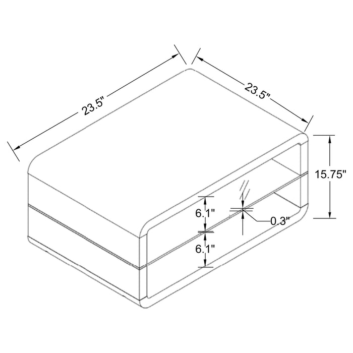 Coaster Elana Square 2-shelf End Table Glossy White