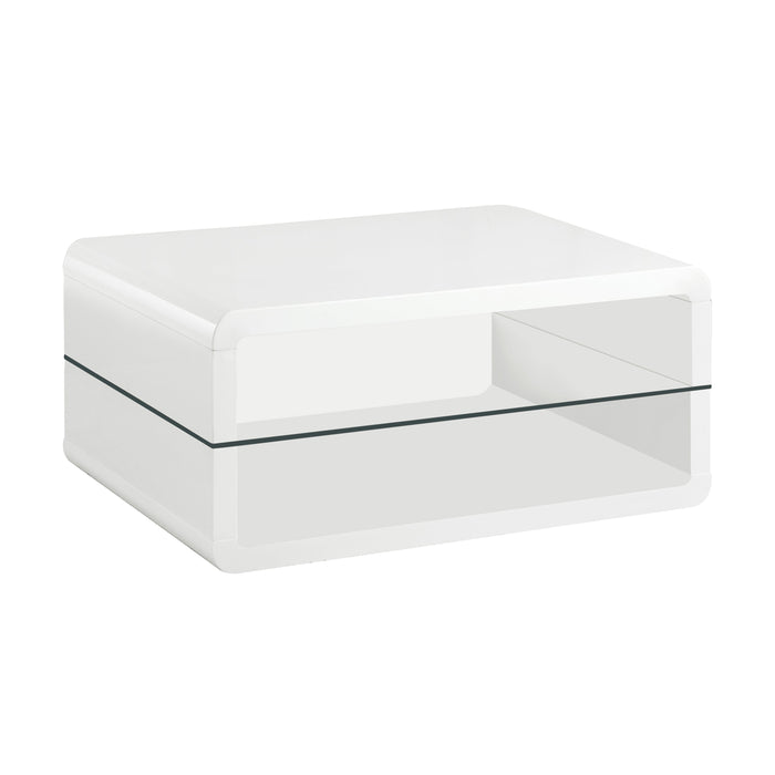 Coaster Elana Rectangle 2-shelf Coffee Table Glossy White Default Title