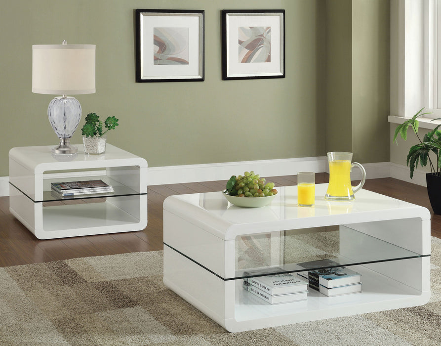 Coaster Elana Rectangle 2-shelf Coffee Table Glossy White Default Title