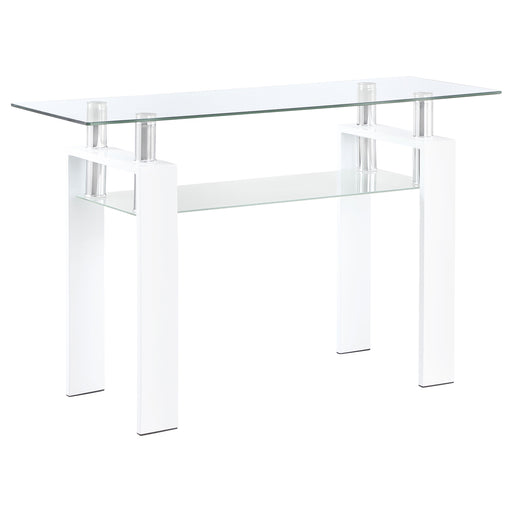 Coaster Dyer Rectangular Glass Top Sofa Table With Shelf White Default Title