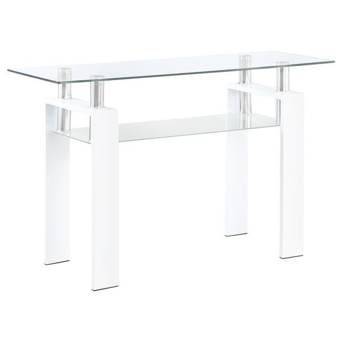 Coaster Dyer Rectangular Glass Top Sofa Table With Shelf White Default Title