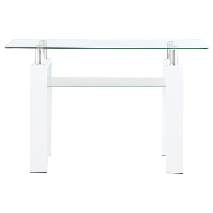 Coaster Dyer Rectangular Glass Top Sofa Table With Shelf White Default Title