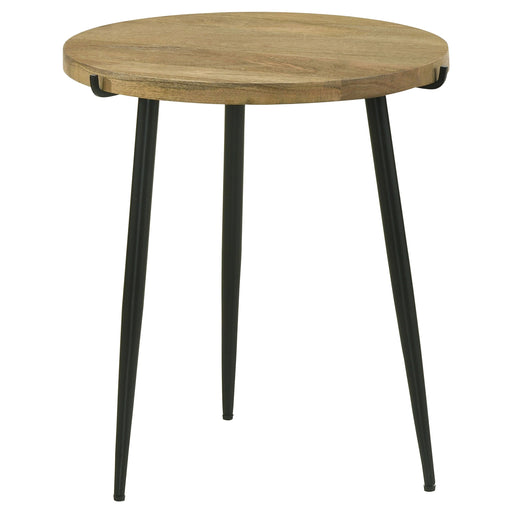 Coaster Pilar Round Solid Wood Top End Table Natural and Black Default Title