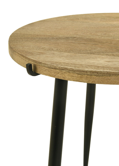 Coaster Pilar Round Solid Wood Top End Table Natural and Black Default Title