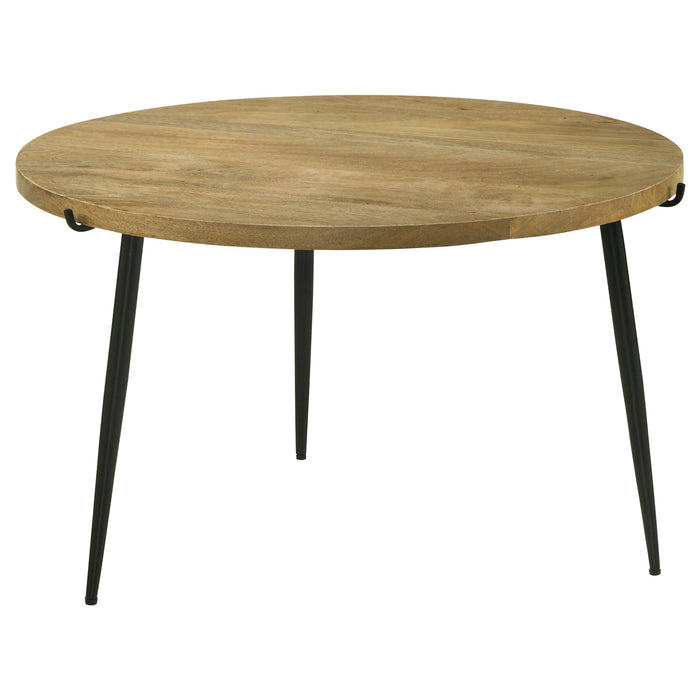 Coaster Pilar Round Solid Wood Top Coffee Table Natural and Black Default Title