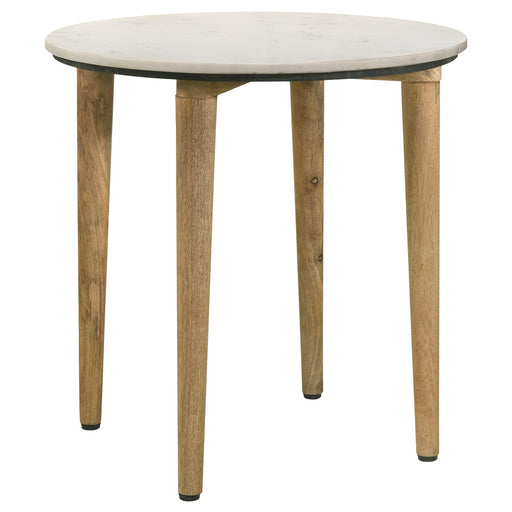 Coaster Aldis Round Marble Top End Table White and Natural Default Title