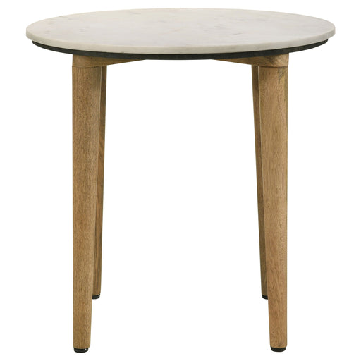 Coaster Aldis Round Marble Top End Table White and Natural Default Title