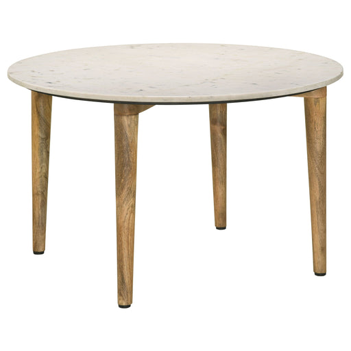 Coaster Aldis Round Marble Top Coffee Table White and Natural Default Title