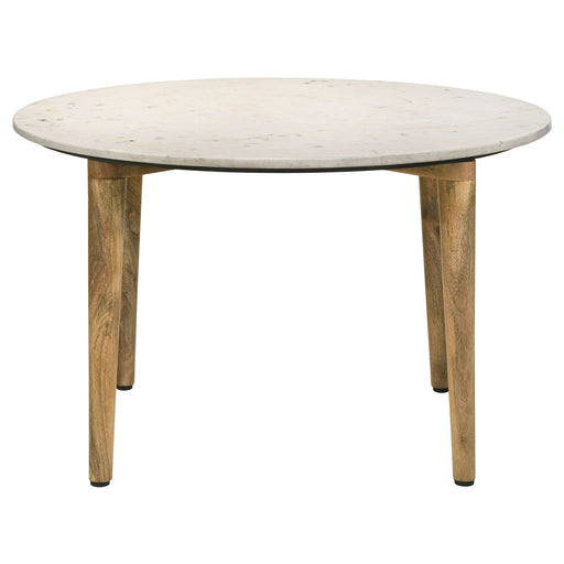 Coaster Aldis Round Marble Top Coffee Table White and Natural Default Title