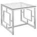 Coaster Merced Square Tempered Glass Top End Table Nickel Default Title