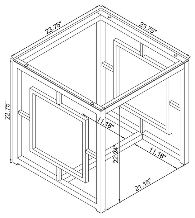 Coaster Merced Square Tempered Glass Top End Table Nickel Default Title