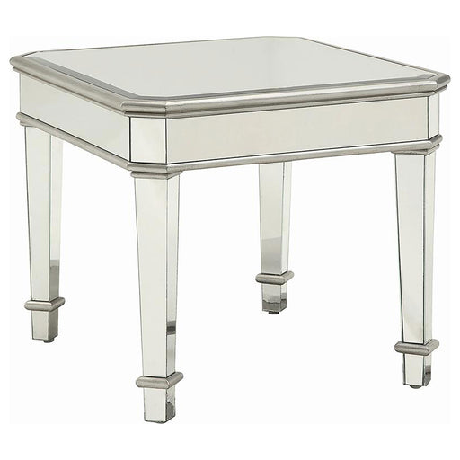 Eisley Square Mirrored Accent Side Table Silver