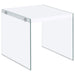 Coaster Opal Square End Table With Clear Glass Legs White High Gloss