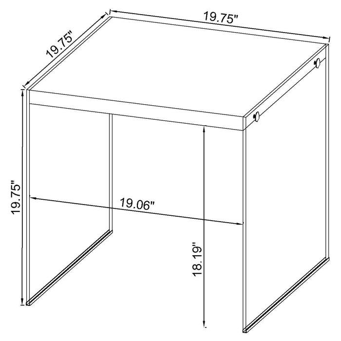 Coaster Opal Square End Table With Clear Glass Legs White High Gloss