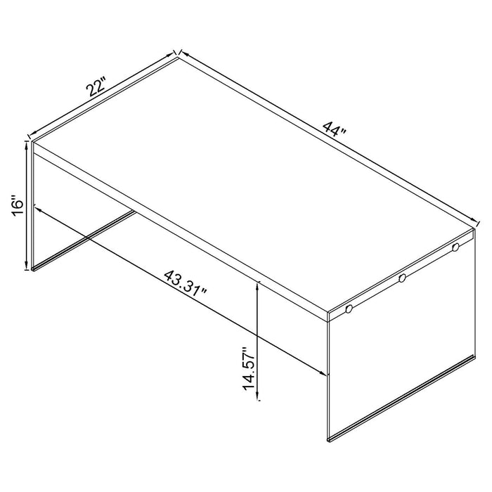 Coaster Opal Rectangular Coffee Table With Clear Glass Legs White High Gloss Default Title