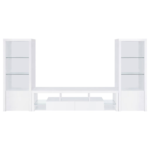 Coaster Jude 3-piece Entertainment Center With 71" TV Stand White High Gloss Default Title