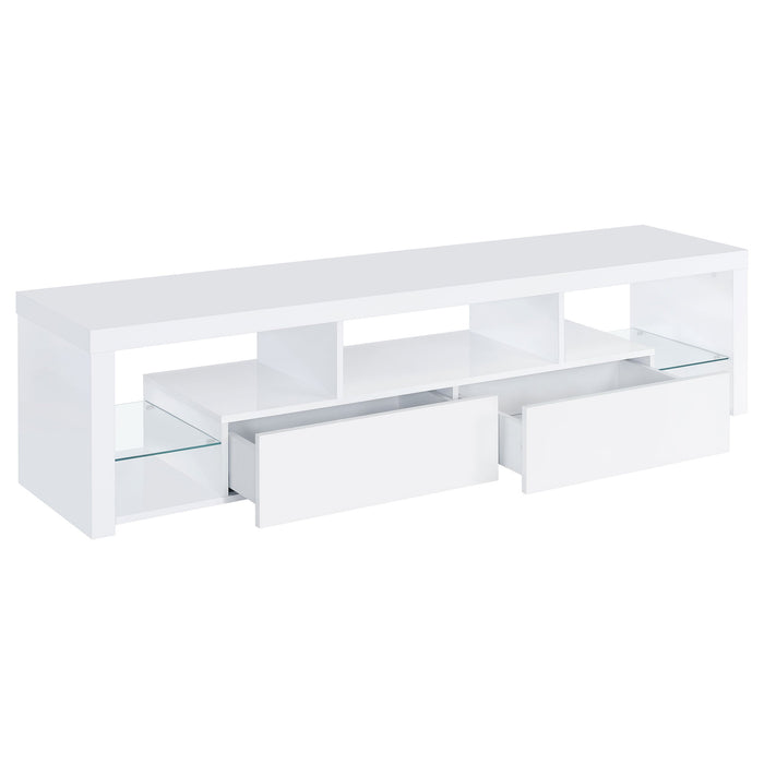 Coaster Jude 2-drawer 71" TV Stand With Shelving White High Gloss Default Title