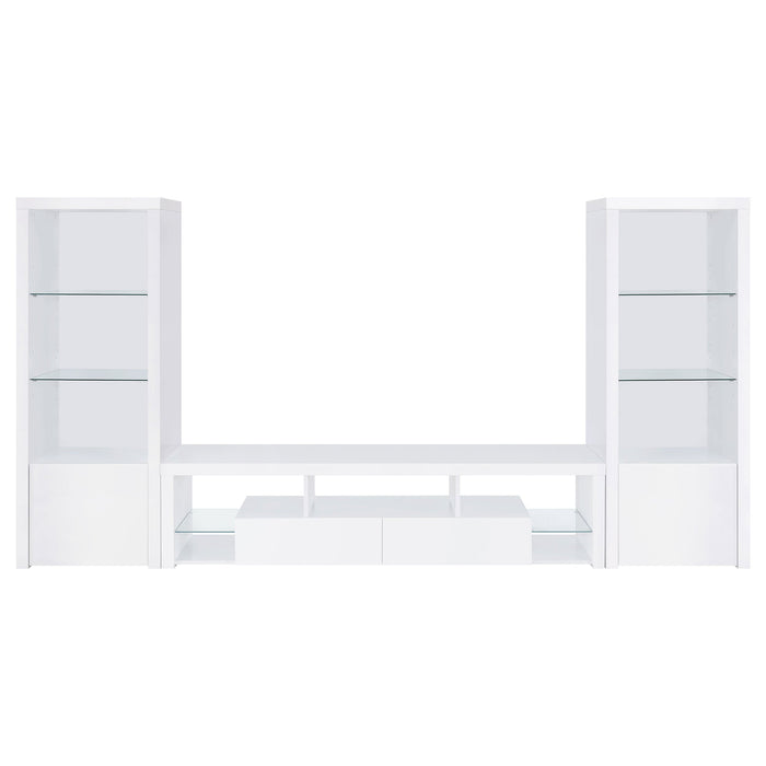 Coaster Jude 2-drawer 71" TV Stand With Shelving White High Gloss Default Title