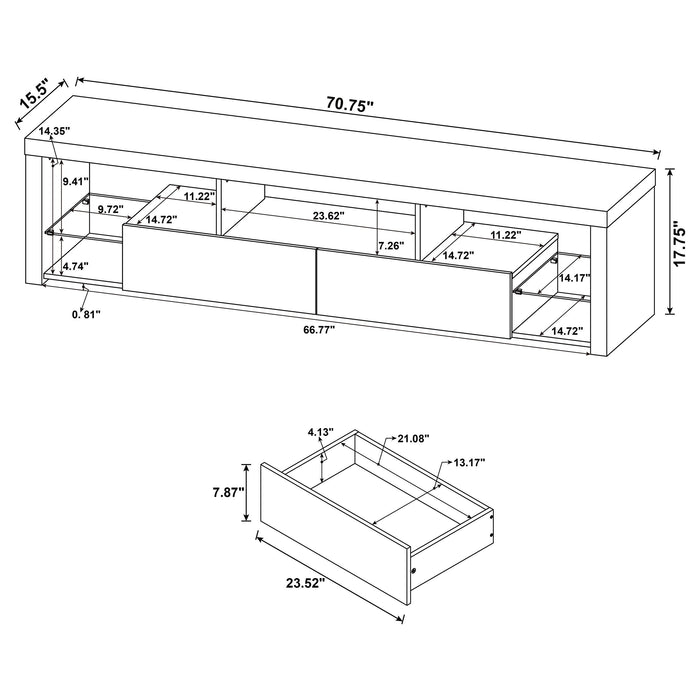 Coaster Jude 2-drawer 71" TV Stand With Shelving White High Gloss Default Title