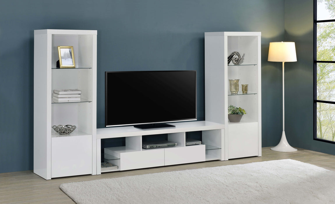 Coaster Jude 2-drawer 71" TV Stand With Shelving White High Gloss Default Title