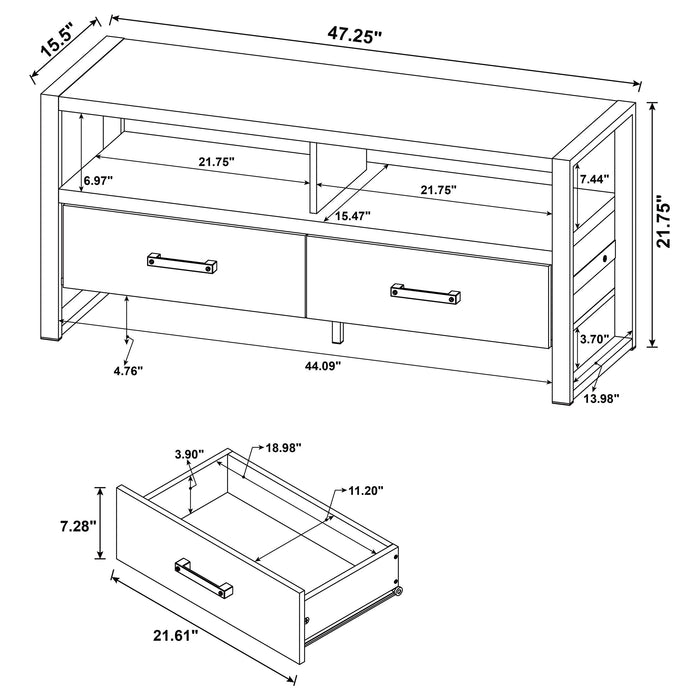 Coaster James 2-drawer Composite Wood 48" TV Stand Antique Pine 71" Brown