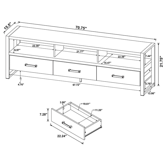 Coaster James 2-drawer Composite Wood 48" TV Stand Antique Pine 71" Brown