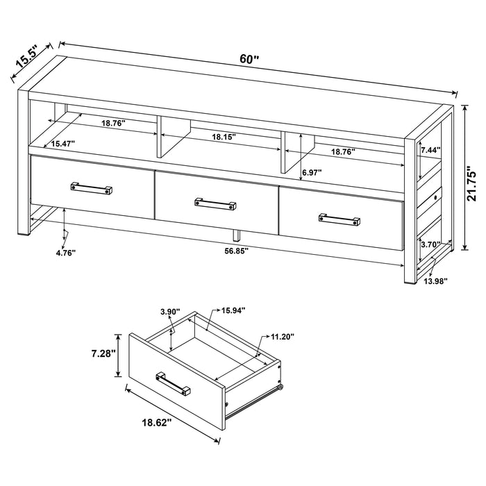 Coaster James 2-drawer Composite Wood 48" TV Stand Antique Pine 71" Brown