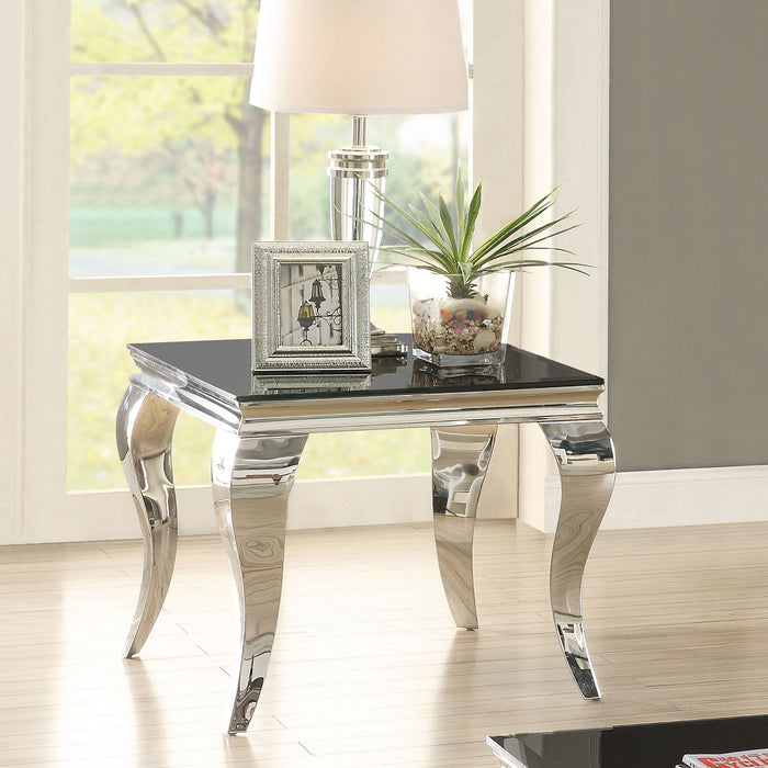 Coaster Carone Square End Table Chrome and Black Default Title