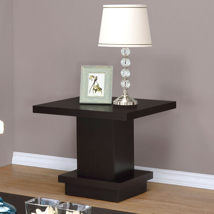 Coaster Reston Pedestal Square End Table Cappuccino Default Title