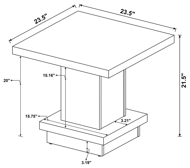 Coaster Reston Pedestal Square End Table Cappuccino Default Title