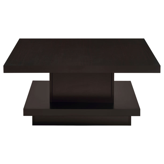 Coaster Reston Pedestal Square Coffee Table Cappuccino Default Title