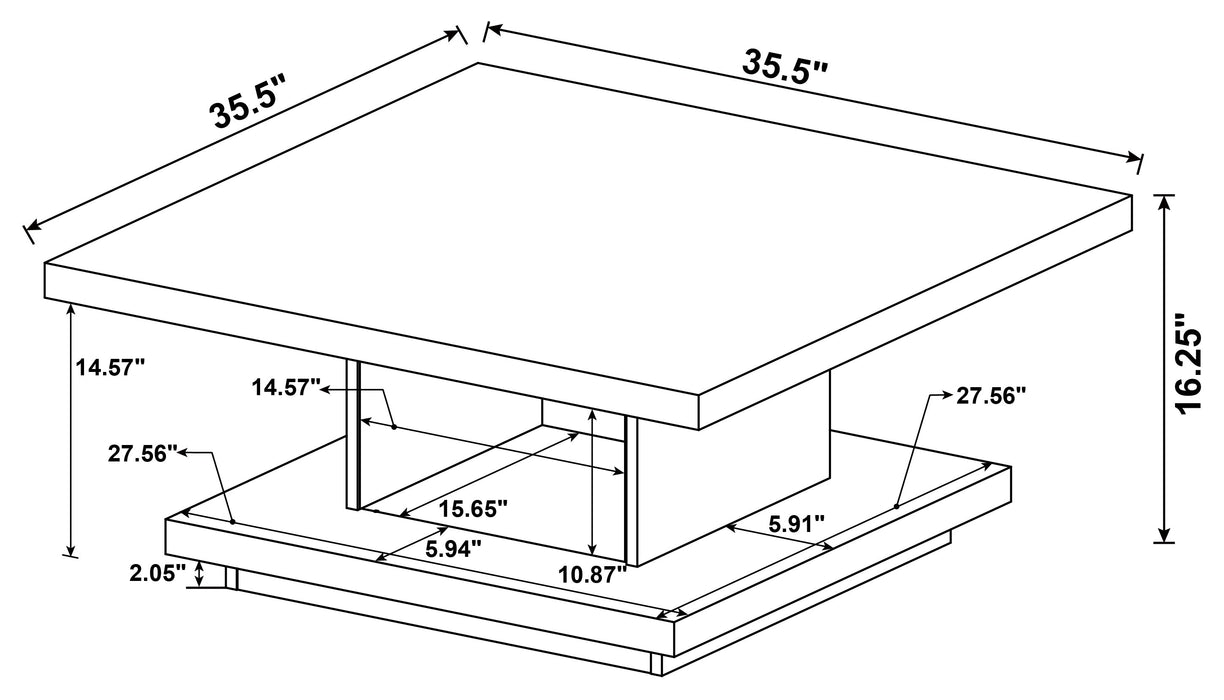 Coaster Reston Pedestal Square Coffee Table Cappuccino Default Title