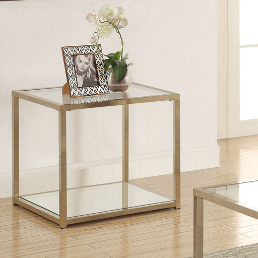 Coaster Cora End Table with Mirror Shelf Chocolate Chrome Default Title