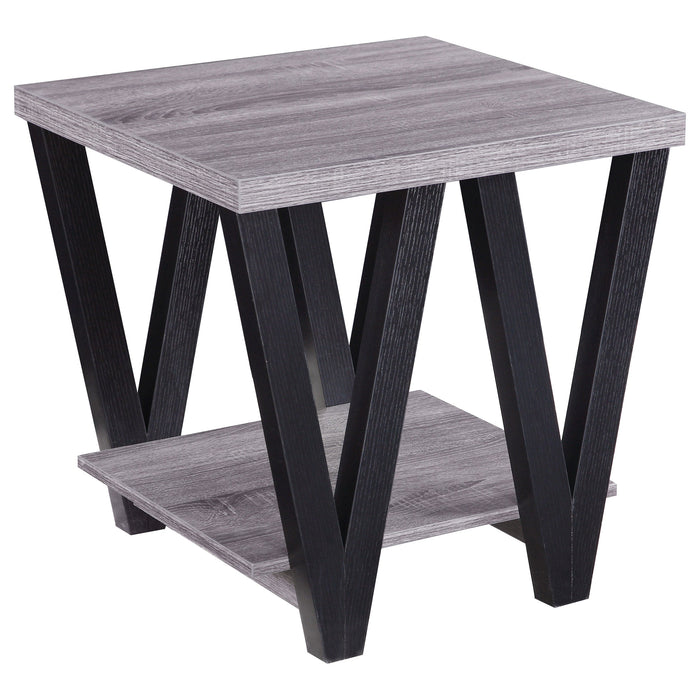 Coaster Stevens V-shaped End Table Black and Antique Grey Default Title