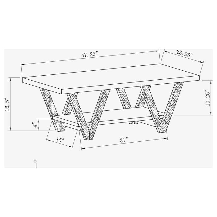 Coaster Stevens V-shaped Coffee Table Black and Antique Grey Default Title