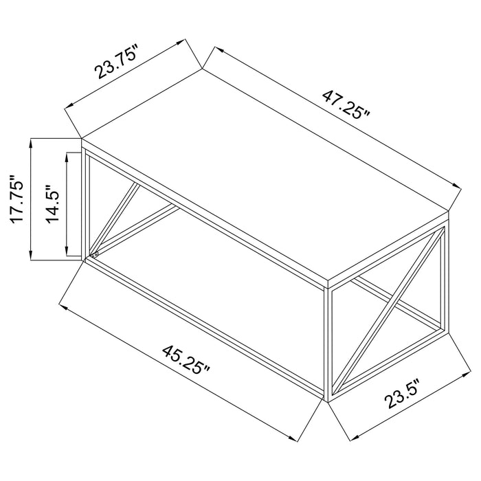 Coaster Birdie Rectangular Coffee Table Sonoma Grey Default Title