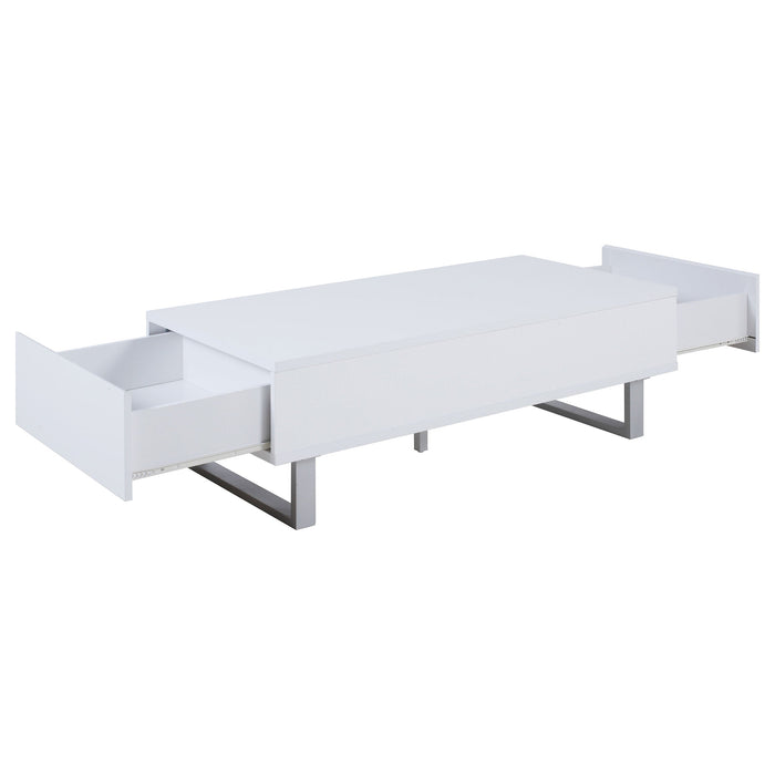 Coaster Atchison 2-drawer Coffee Table High Glossy White Default Title